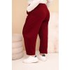 Dámské bavlněné kalhoty Plus Size volného střihu s vysokým pasem bordové (Velikost universal, Barva Bordó)