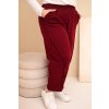 Dámské bavlněné kalhoty Plus Size volného střihu s vysokým pasem bordové (Velikost universal, Barva Bordó)