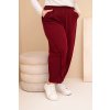 Dámské bavlněné kalhoty Plus Size volného střihu s vysokým pasem bordové (Velikost universal, Barva Bordó)