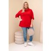 Dámská blůza Plus Size s bavlnou volného střihu s vodním výstřihem červená (Velikost universal, Barva Červená)