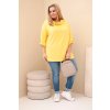 Dámská blůza Plus Size s bavlnou volného střihu s vodním výstřihem žlutá (Velikost universal, Barva Žlutý)