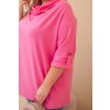 Dámská blůza Plus Size s bavlnou volného střihu s vodním výstřihem světle růžová (Velikost universal, Barva Světle růžová)