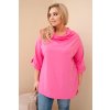 Dámská blůza Plus Size s bavlnou volného střihu s vodním výstřihem světle růžová (Velikost universal, Barva Světle růžová)