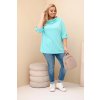 Dámská blůza Plus Size s bavlnou volného střihu s vodním výstřihem mint (Velikost universal, Barva Mátový)