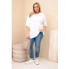 Dámská blůza Plus Size s bavlnou volného střihu s vodním výstřihem bíá (Velikost universal, Barva Bílá)