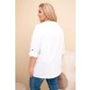 Dámská blůza Plus Size s bavlnou volného střihu s vodním výstřihem bíá (Velikost universal, Barva Bílá)