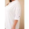 Dámská blůza Plus Size s bavlnou volného střihu s vodním výstřihem bíá (Velikost universal, Barva Bílá)