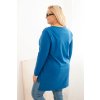 Dámská blůza Plus Size bavlněná s nápisem a výstřihem do V modrá (Velikost XXXL, Barva Chrpa)