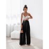 dámské kalhoty, široké nohavice, elastický pas, koženkový pásek, barevné varianty, elegantní styl, černé