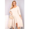 Dámské bavlněné Plus Size šaty s asymetrickým lemem béžové (Velikost universal, Barva Béžová)