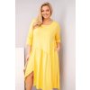 Dámské bavlněné Plus Size šaty s asymetrickým spodním lemem žluté (Velikost universal, Barva Žlutý)