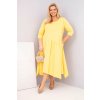 Dámské bavlněné Plus Size šaty s asymetrickým spodním lemem žluté (Velikost universal, Barva Žlutý)
