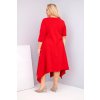 Dámské bavlněné Plus Size šaty s asymetrickým spodním leme červené (Velikost universal, Barva Červená)