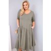 Dámské bavlněné Plus Size šaty s asymetrickým lemem khaki (Velikost universal, Barva Khaki)