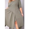 Dámské bavlněné Plus Size šaty s asymetrickým lemem khaki (Velikost universal, Barva Khaki)