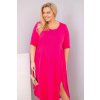 Dámské bavlněné Plus Size šaty s asymetrickým lemem fuchsie (Velikost universal, Barva Fuchsie)