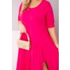 Dámské bavlněné Plus Size šaty s asymetrickým lemem fuchsie (Velikost universal, Barva Fuchsie)