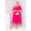 Dámské bavlněné Plus Size šaty s asymetrickým lemem fuchsie (Velikost universal, Barva Fuchsie)