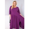 Dámské bavlněné Plus Size šaty s asymetrickým lemem tmavě fialové (Velikost universal, Barva Tmavě fialová)