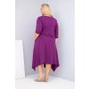 Dámské bavlněné Plus Size šaty s asymetrickým lemem tmavě fialové (Velikost universal, Barva Tmavě fialová)
