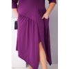 Dámské bavlněné Plus Size šaty s asymetrickým lemem tmavě fialové (Velikost universal, Barva Tmavě fialová)