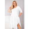 Dámské bavlněné Plus Size šaty s asymetrickým spodním lemem bílé (Velikost universal, Barva Bílá)