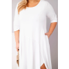 Dámské bavlněné Plus Size šaty s asymetrickým lemem bílé