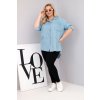 Dámská košile Plus Size z lyocellu s prodlouženým zadním dílem a rukávem na knoflík světle džínová (Velikost universal, Barva Jasny Jeansowy)