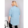 Dámská košile Plus Size z lyocellu s prodlouženým zadním dílem a rukávem na knoflík světle džínová (Velikost universal, Barva Jasny Jeansowy)