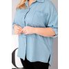 Dámská košile Plus Size z lyocellu s prodlouženým zadním dílem a rukávem na knoflík světle džínová (Velikost universal, Barva Jasny Jeansowy)