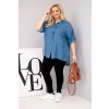 Dámská košile Plus Size z lyocellu s prodlouženým zadním dílem a rukávem na knoflík džínová (Velikost universal, Barva Džíny)