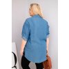 Dámská košile Plus Size z lyocellu s prodlouženým zadním dílem a rukávem na knoflík džínová (Velikost universal, Barva Džíny)