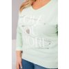 Dámská blůza Plus Size s potiskem Love You More mentolová (Velikost universal, Barva Mátový)