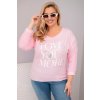 Dámská blůza Plus Size s nápisem Love You More světle růžová (Velikost universal, Barva Světle růžová)