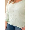 Dámská blůza Plus Size s potiskem a perličkami mátová (Velikost universal, Barva Mátový)