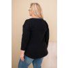 Dámská blůza Plus Size s nápisem a perlami černá