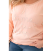 Dámská blůza Plus Size s potiskem a perlami meruňková