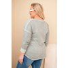 Dámská blůza Plus Size s nápisem a perlami khaki