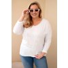 Dámská blůza Plus Size s potiskem a perlami bílá (Velikost universal, Barva Bílá)