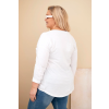 Dámská blůza Plus Size s potiskem a perlami bílá
