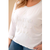 Dámská blůza Plus Size s potiskem a perlami bílá