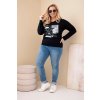 Dámská blůza Plus Size s potiskem černá (Velikost universal, Barva Černá)
