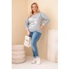Dámská blůza Plus Size s potiskem šedá (Velikost universal, Barva Grey)