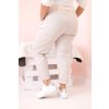 Dámské bavlněné kalhoty Plus Size s páskem béžové (Velikost XL, Barva Béžová)