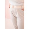 Dámské bavlněné kalhoty Plus Size s páskem béžové (Velikost XL, Barva Béžová)