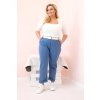 Dámské bavlněné kalhoty Plus Size s páskem džínové (Velikost XL, Barva Džíny)