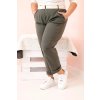 Dámské bavlněné kalhoty Plus Size s páskem khaki (Velikost XL, Barva Khaki)