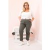 Dámské bavlněné kalhoty Plus Size s páskem khaki (Velikost XL, Barva Khaki)