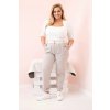 Dámské bavlněné kalhoty Plus Size s páskem tmavě béžové (Velikost XL, Barva Tmavě béžová)
