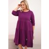 Dámské bavlněné Plus Size šaty s volánem tmavě fialové (Velikost universal, Barva Tmavě fialová)